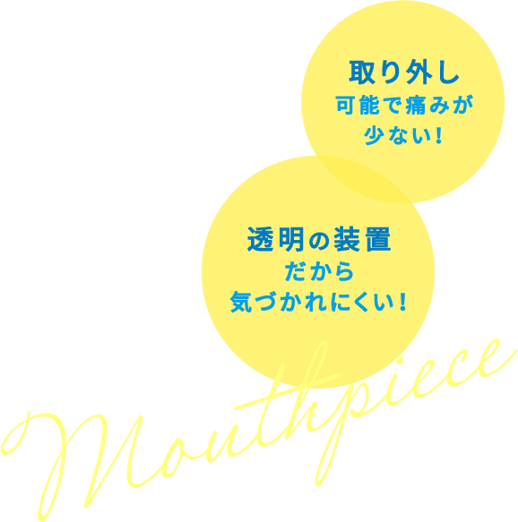 取り外し可能で痛みが少ない！ 透明の装置だから気付かれにくい！